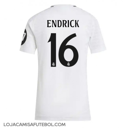 Camisa de Futebol Real Madrid Endrick #16 Equipamento Principal Mulheres 2024-25 Manga Curta